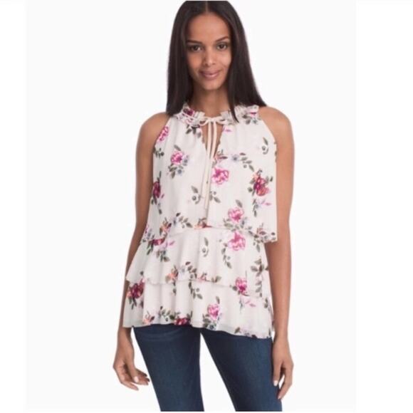 White House Black Market Tops - White House Black Market Sleeveless Tiered Floral Top Size Medium